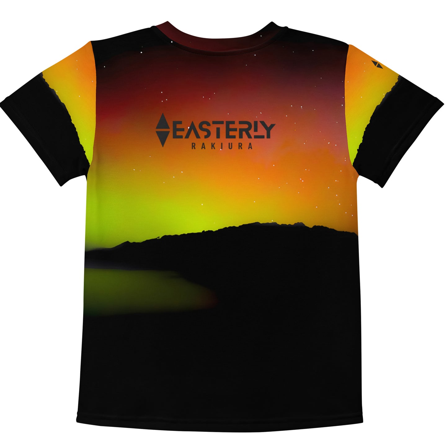 Land of the Glowing Skies — Kids' Tee, Back View, White. Stewart Island New Zealand | EASTERLY