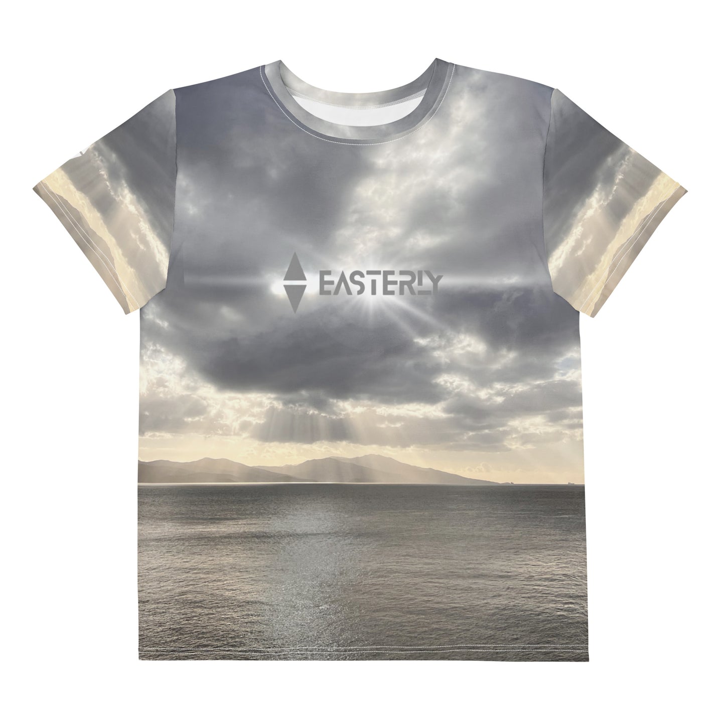 Hananui — Youth Cotton Crew Neck T-Shirt, Front View, White. Stewart Island New Zealand