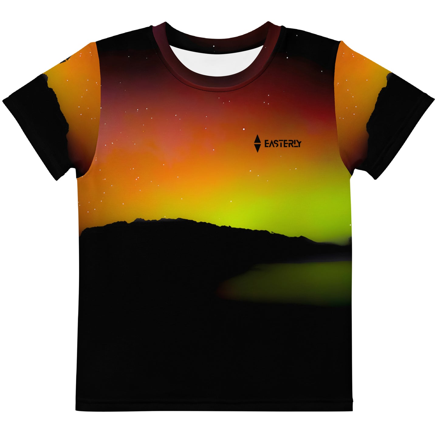 Land of the Glowing Skies — Kids' Tee, Front View, White. Stewart Island New Zealand | EASTERLY
