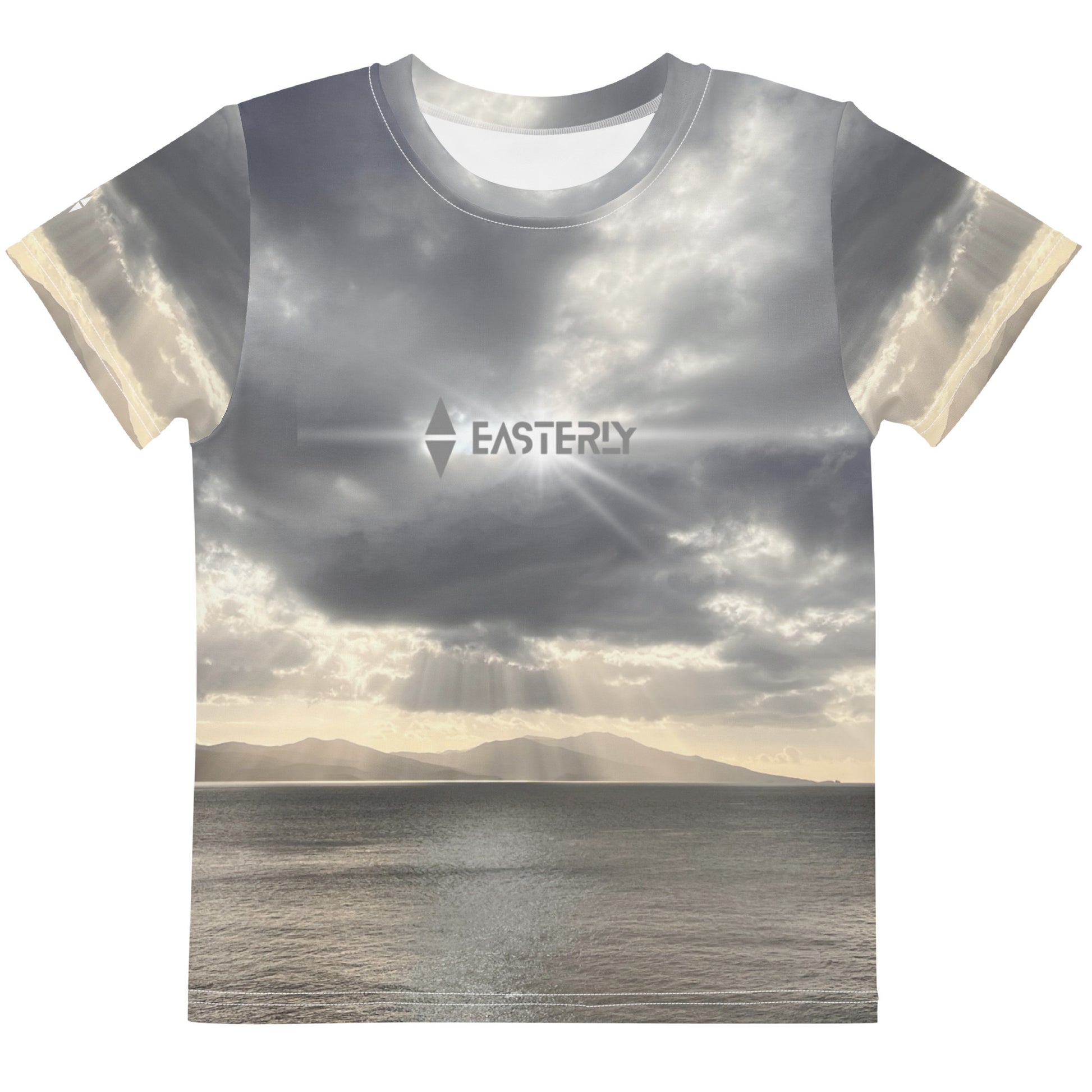 Kids' Cotton Crew Neck T-Shirt, Front View, White. Stewart Island New Zealand