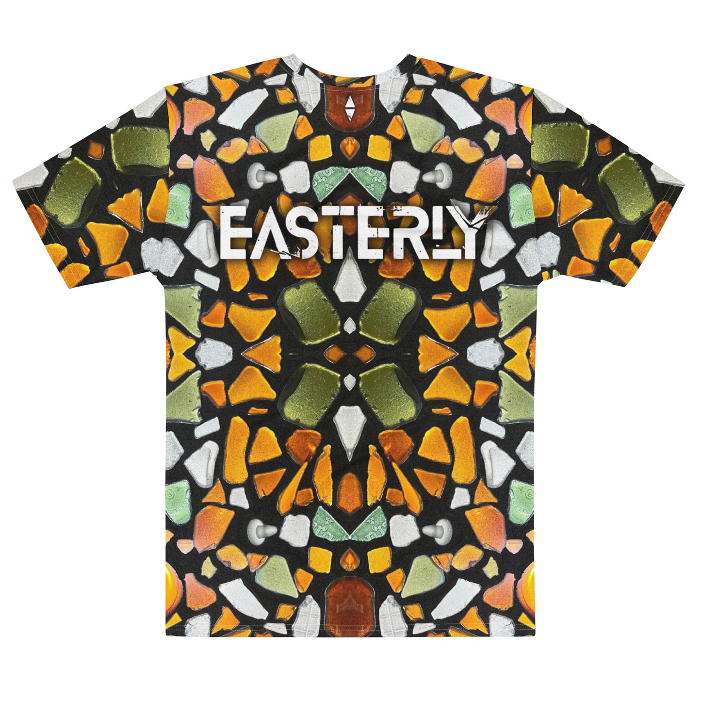 Men's sea glass AOP cotton crew neck t-shirt — back view — EASTERLY Rakiura New Zealand