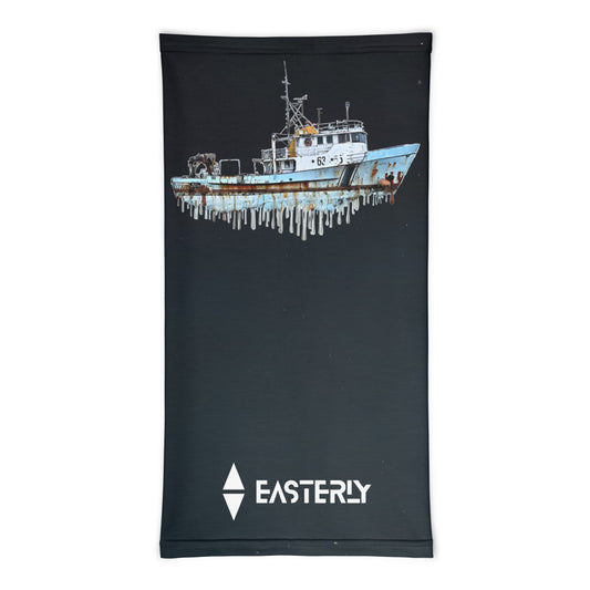 Dark Water — Neck Gaiter, Front View, Dark Grey. Stewart Island New Zealand | EASTERLY
