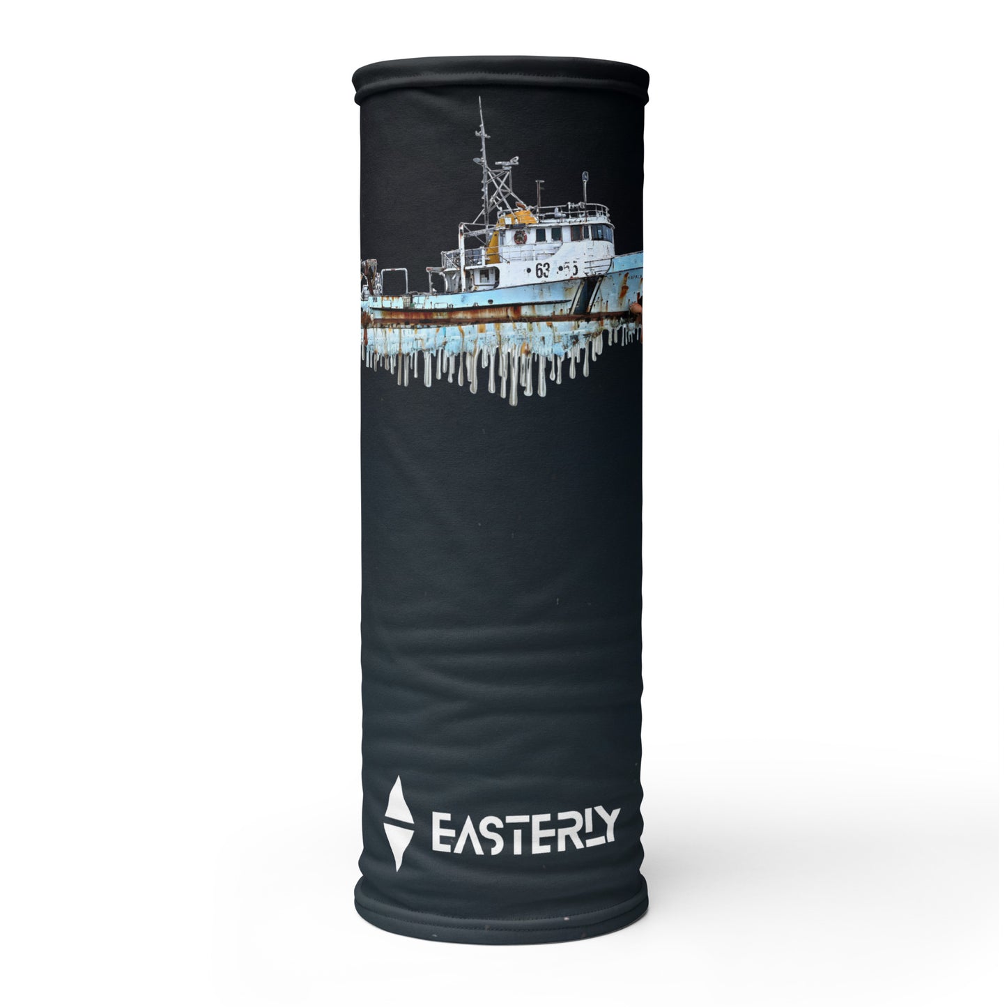 Dark Water — Neck Gaiter, Worn, Dark Grey. Stewart Island New Zealand | EASTERLY
