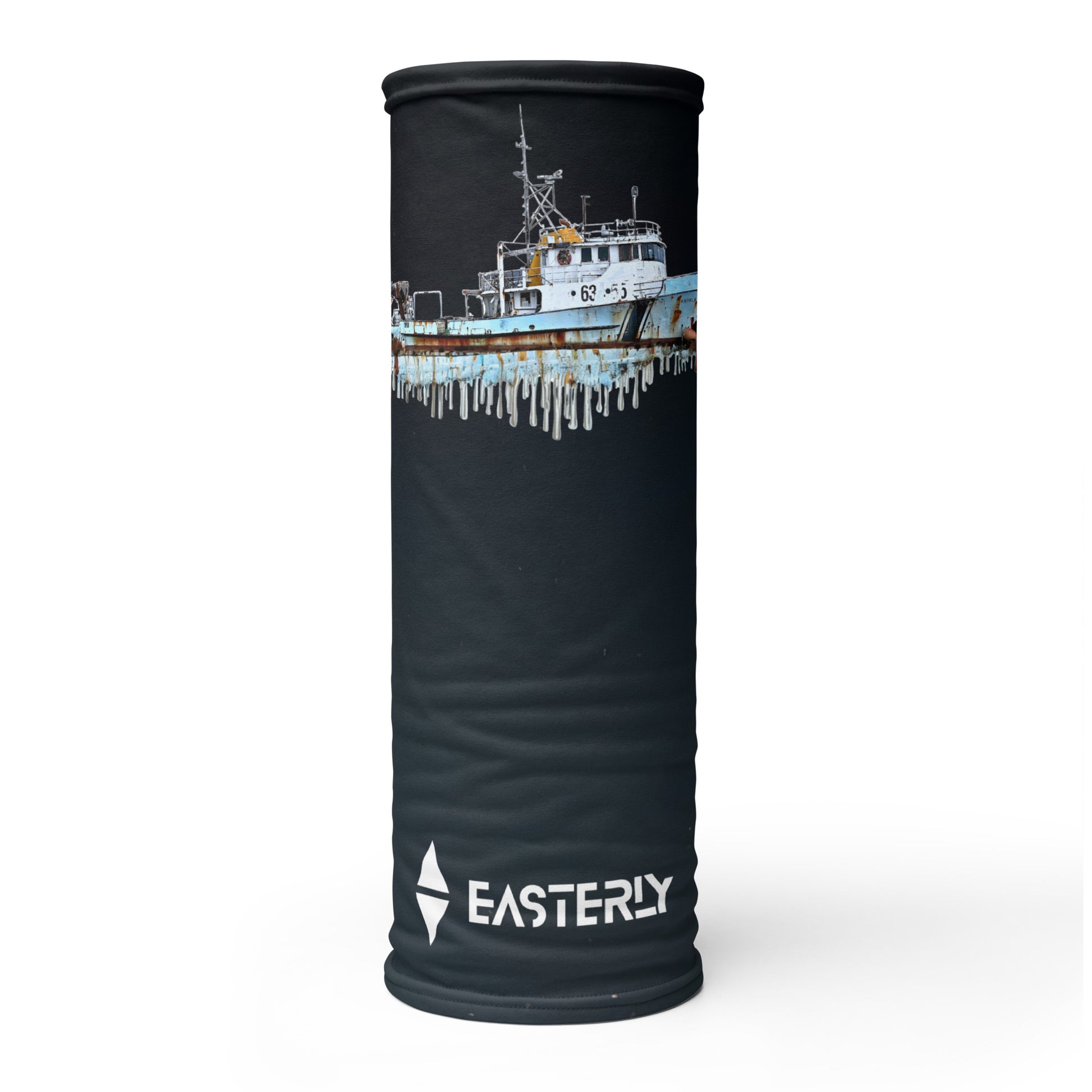 Dark Water — Neck Gaiter, Worn, Dark Grey. Stewart Island New Zealand | EASTERLY
