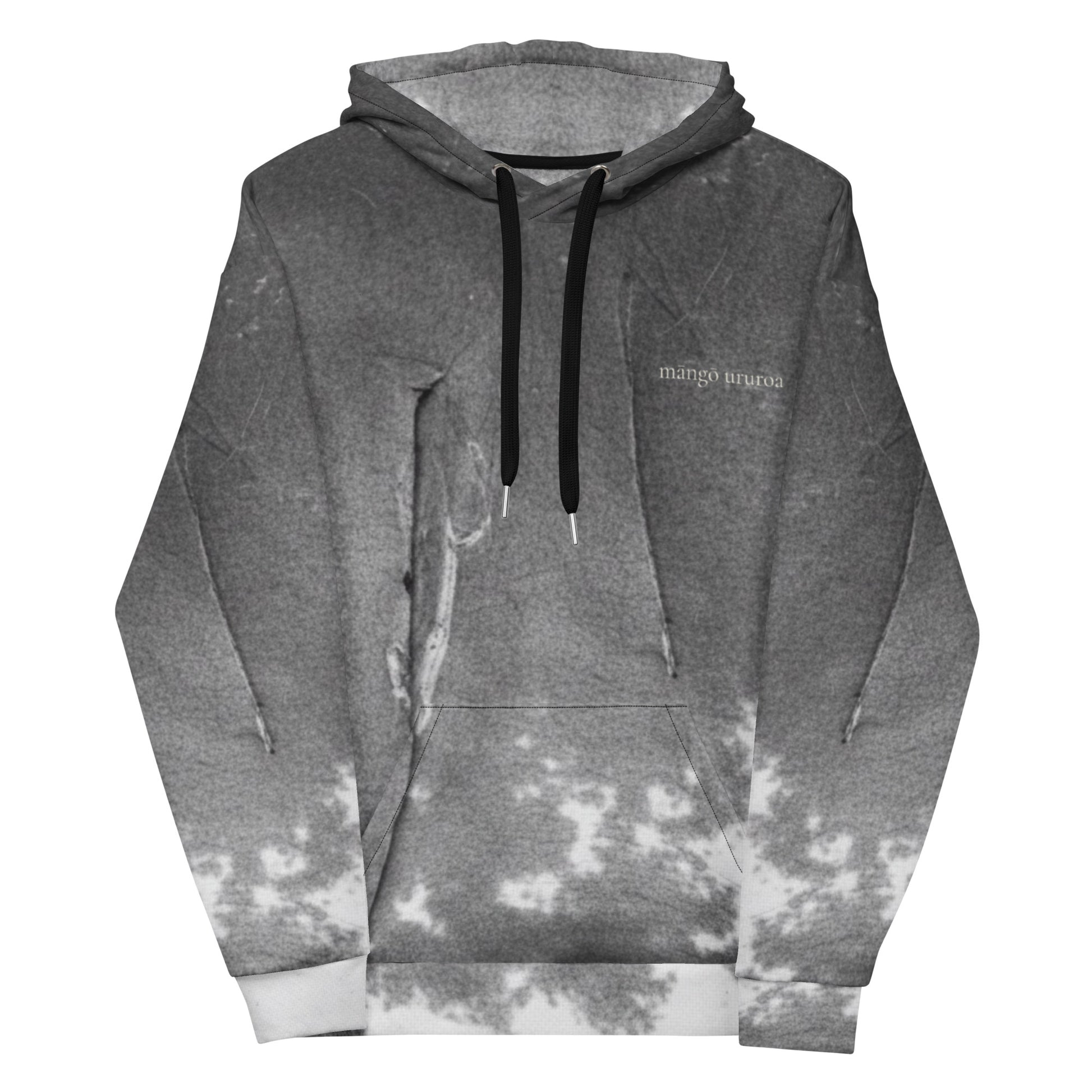 Māngō Ururoa — Unisex Hoodie, Front View, White. Stewart Island New Zealand | EASTERLY
