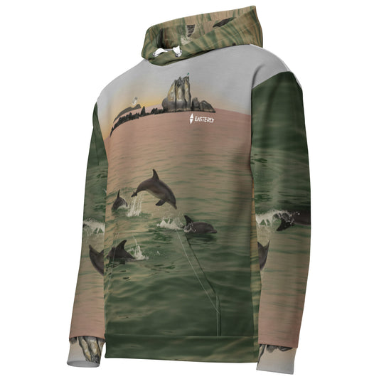 Te Marama Hoodie — EASTERLY, Left Front View, White.