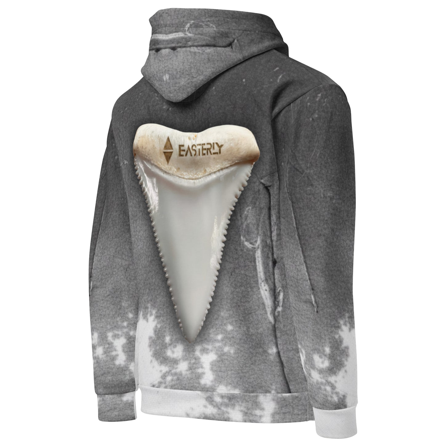 Māngō Ururoa — Unisex Hoodie, Back View, White. Stewart Island New Zealand | EASTERLY
