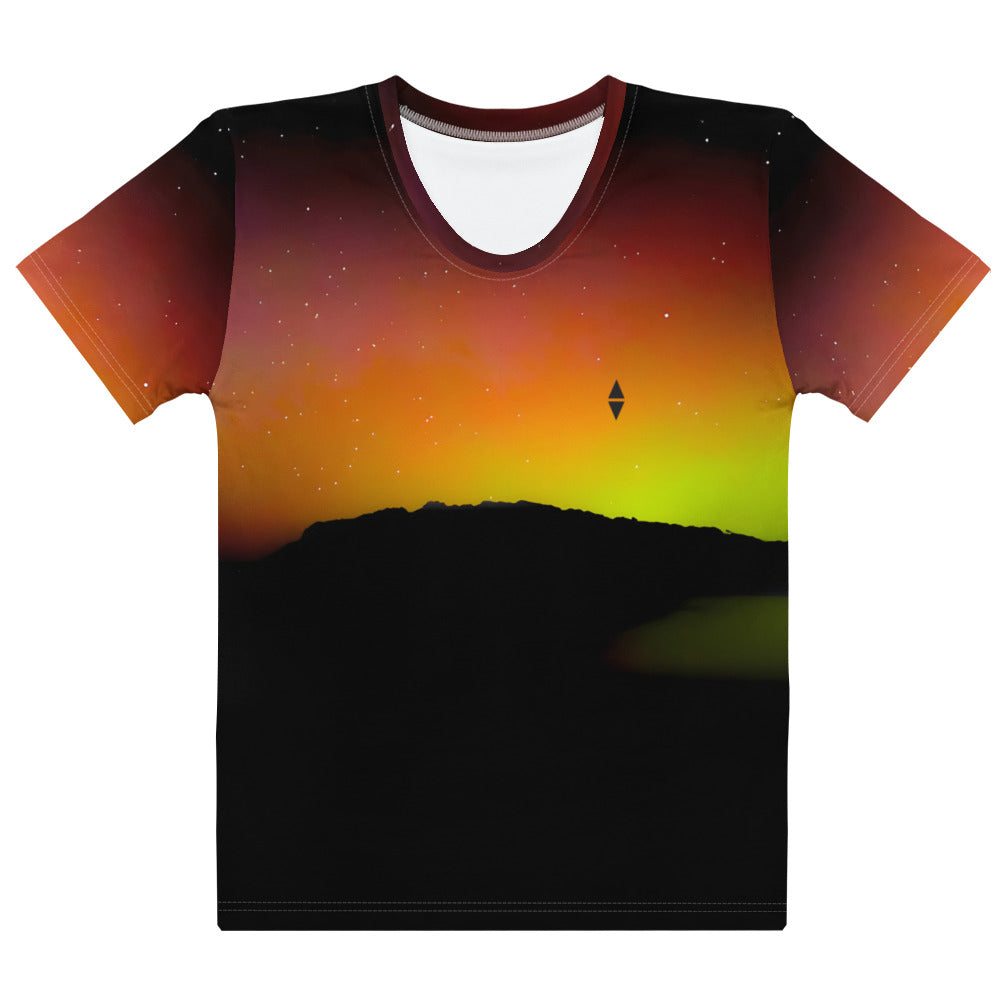 Glowing Skies — Women's Tee, Front View, White. Stewart Island New Zealand | EASTERLY
