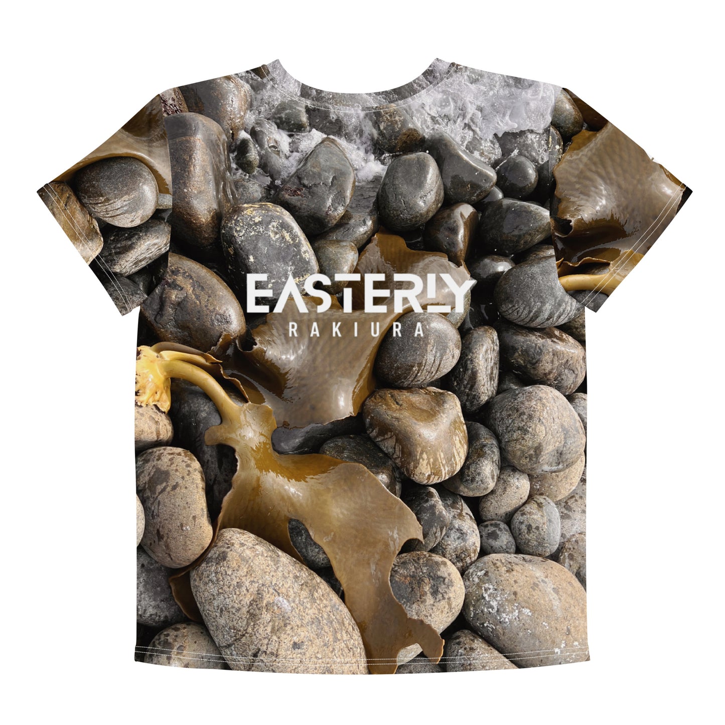 Bolder Beach — Youth Tee, Back View, White. Stewart Island New Zealand | EASTERLY
