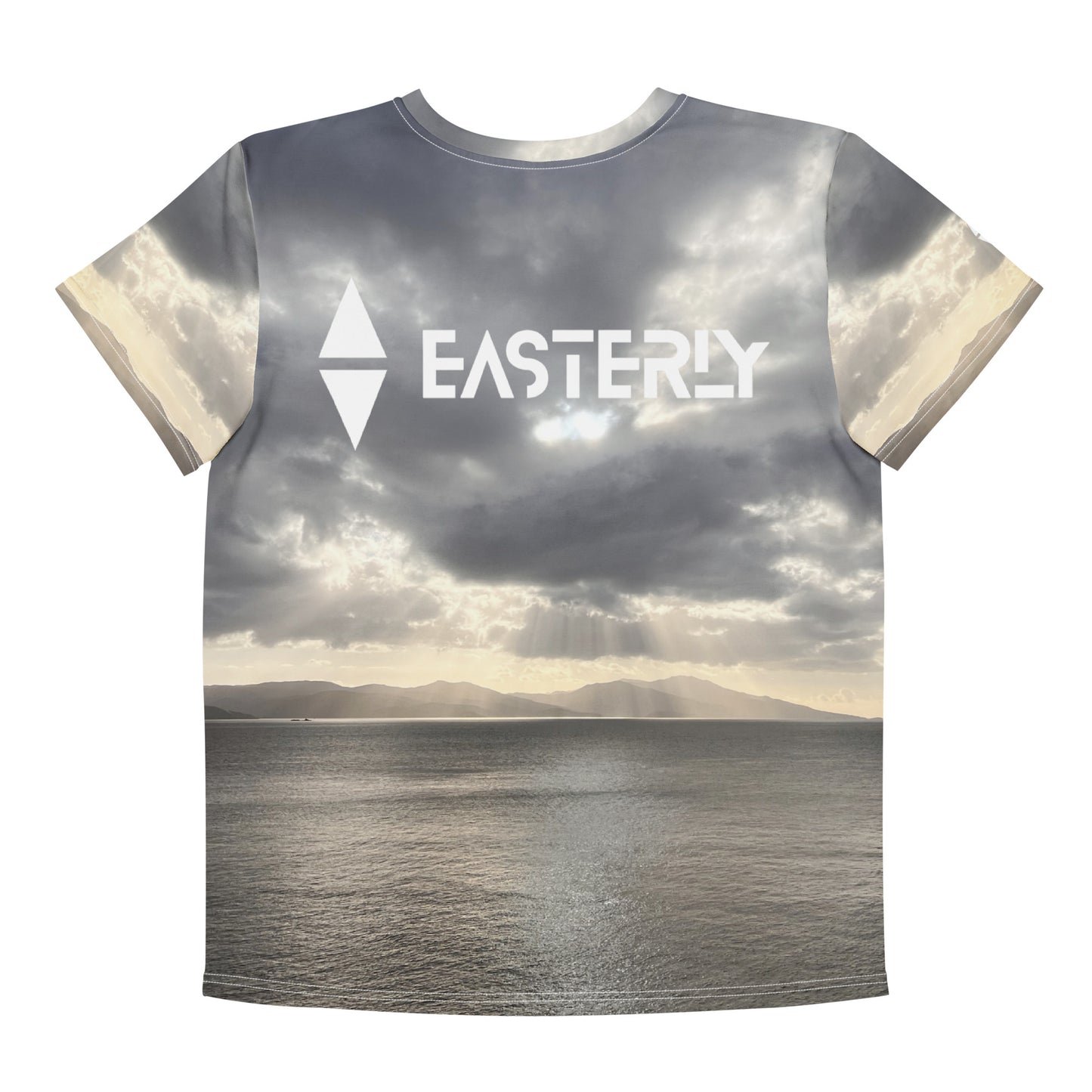 Hananui — Youth Cotton Crew Neck T-Shirt, Back View, White. Stewart Island New Zealand | EASTERLY"