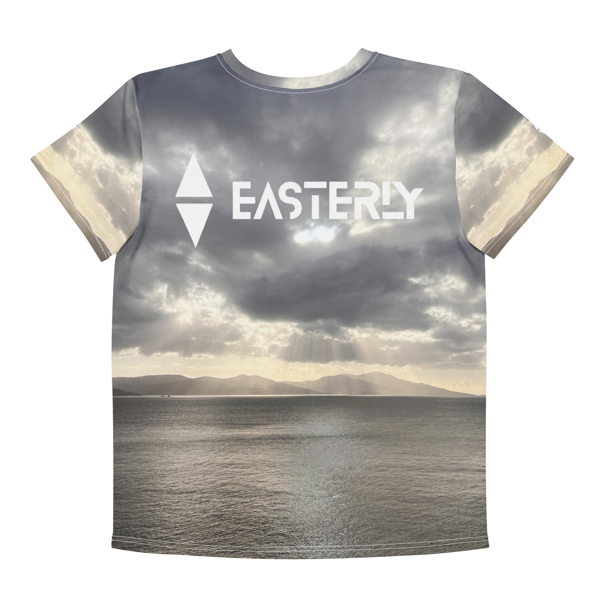 Hananui — Youth Cotton Crew Neck T-Shirt, Back View, White. Stewart Island New Zealand | EASTERLY"