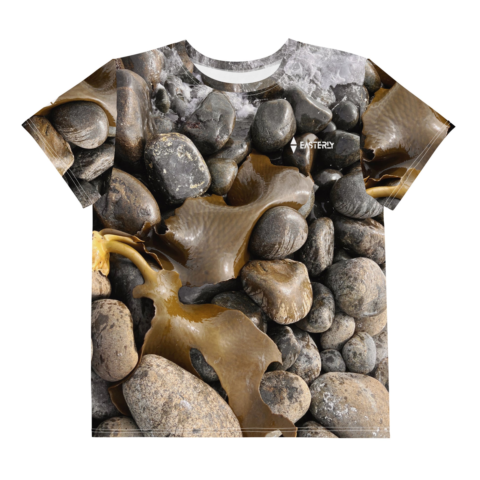 Bolder Beach — Youth Tee, Front View, White. Stewart Island New Zealand | EASTERLY
