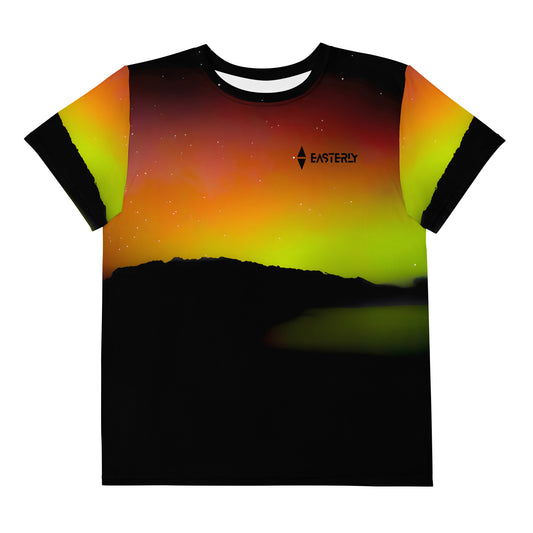 Land of the Glowing Skies — Youth Tee, Front View, White. Stewart Island New Zealand | EASTERLY
