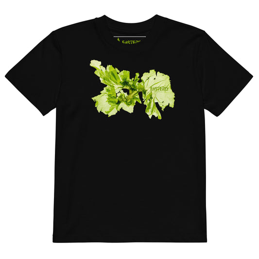 Ulva Australis — Kids' Organic Cotton T-Shirt, Front View, Black. Stewart Island New Zealand | EASTERLY
