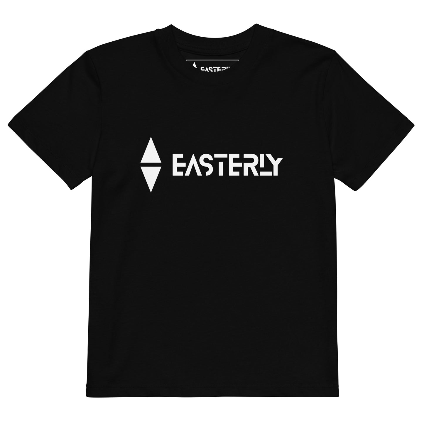 Due East — Kids' Organic Cotton T-Shirt, Front View, Black. Stewart Island New Zealand | EASTERLY
