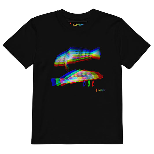 Rāwaru — Kids' Organic Cotton T-Shirt, Front View, Black. Stewart Island New Zealand | EASTERLY
