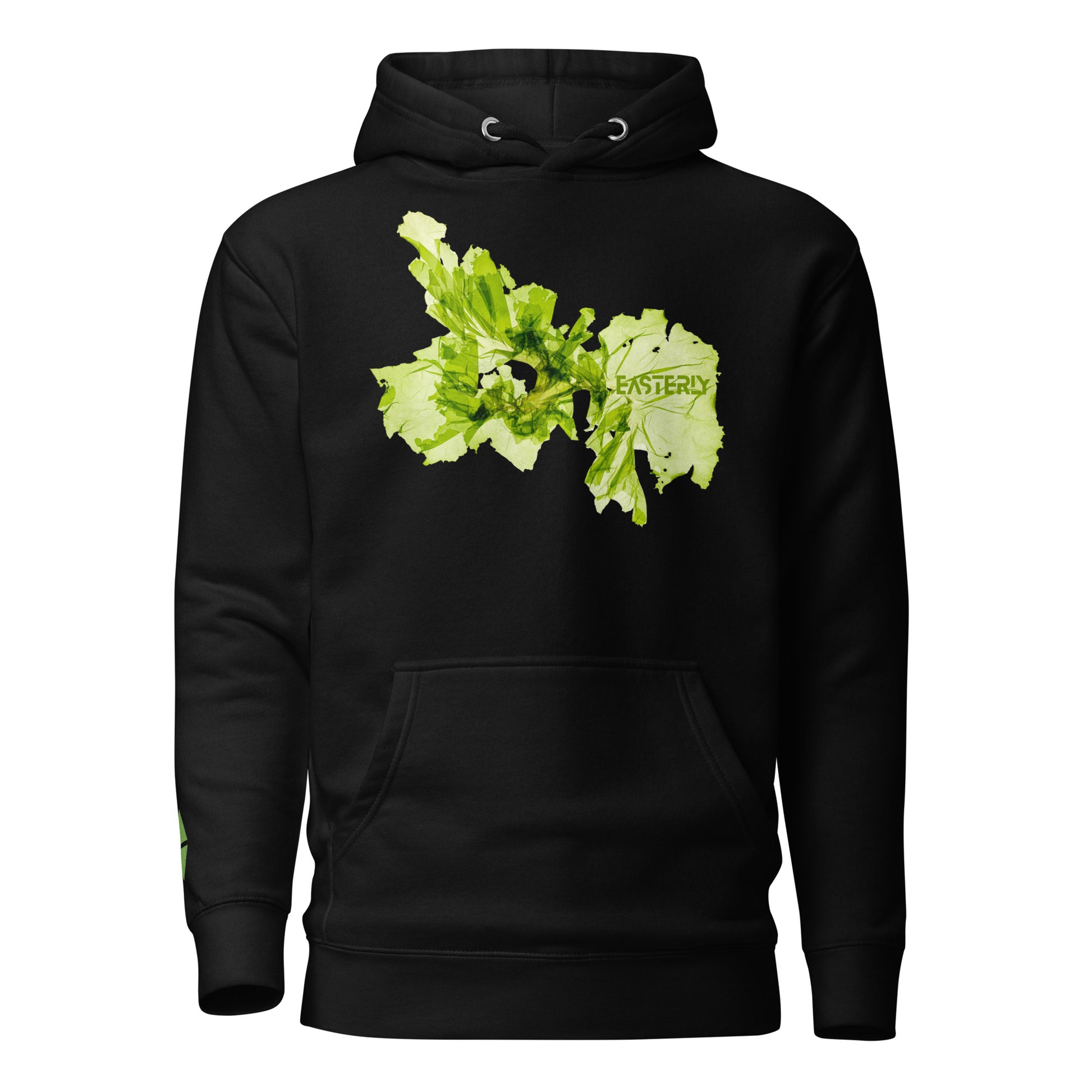 The Ulva Australis Hood — Unisex Hoodie, Front View, Black. Stewart Island New Zealand | EASTERLY
