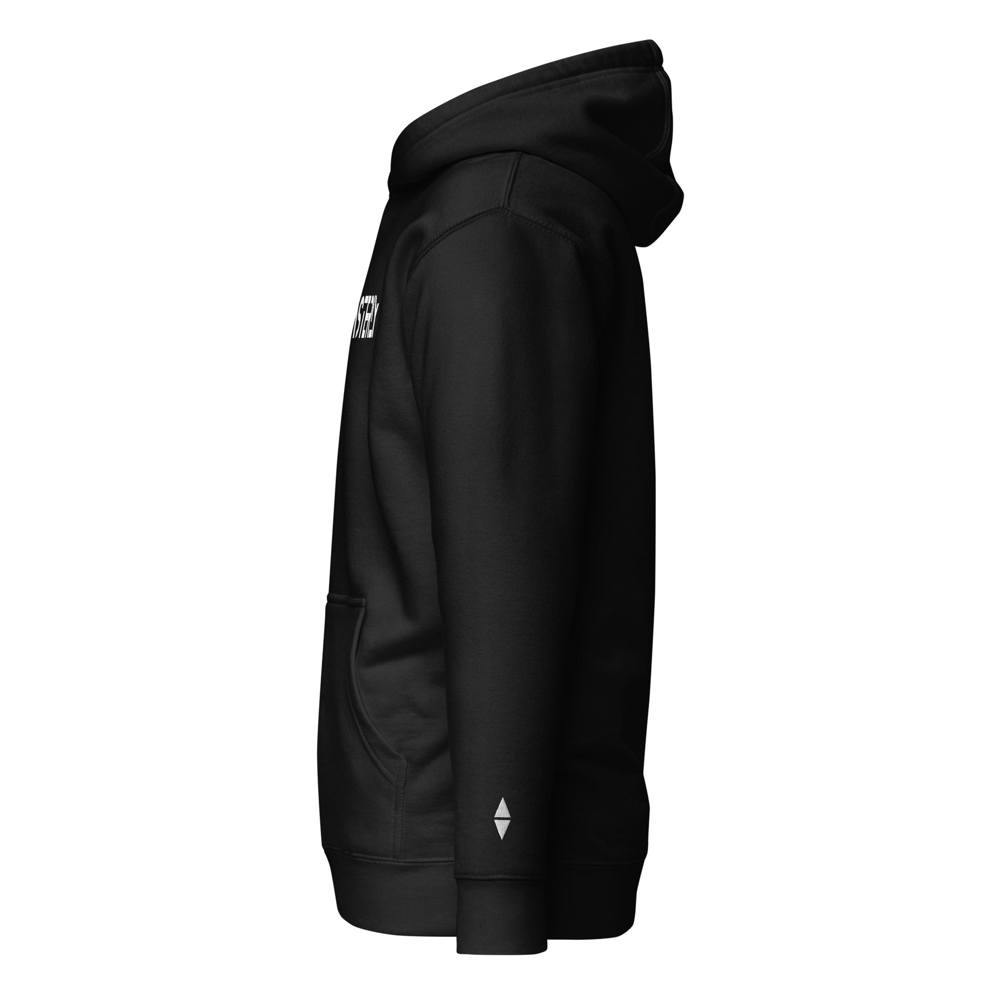 The Due East Hoodie — Unisex Hoodie, Left View, Black. Stewart Island New Zealand | EASTERLY
