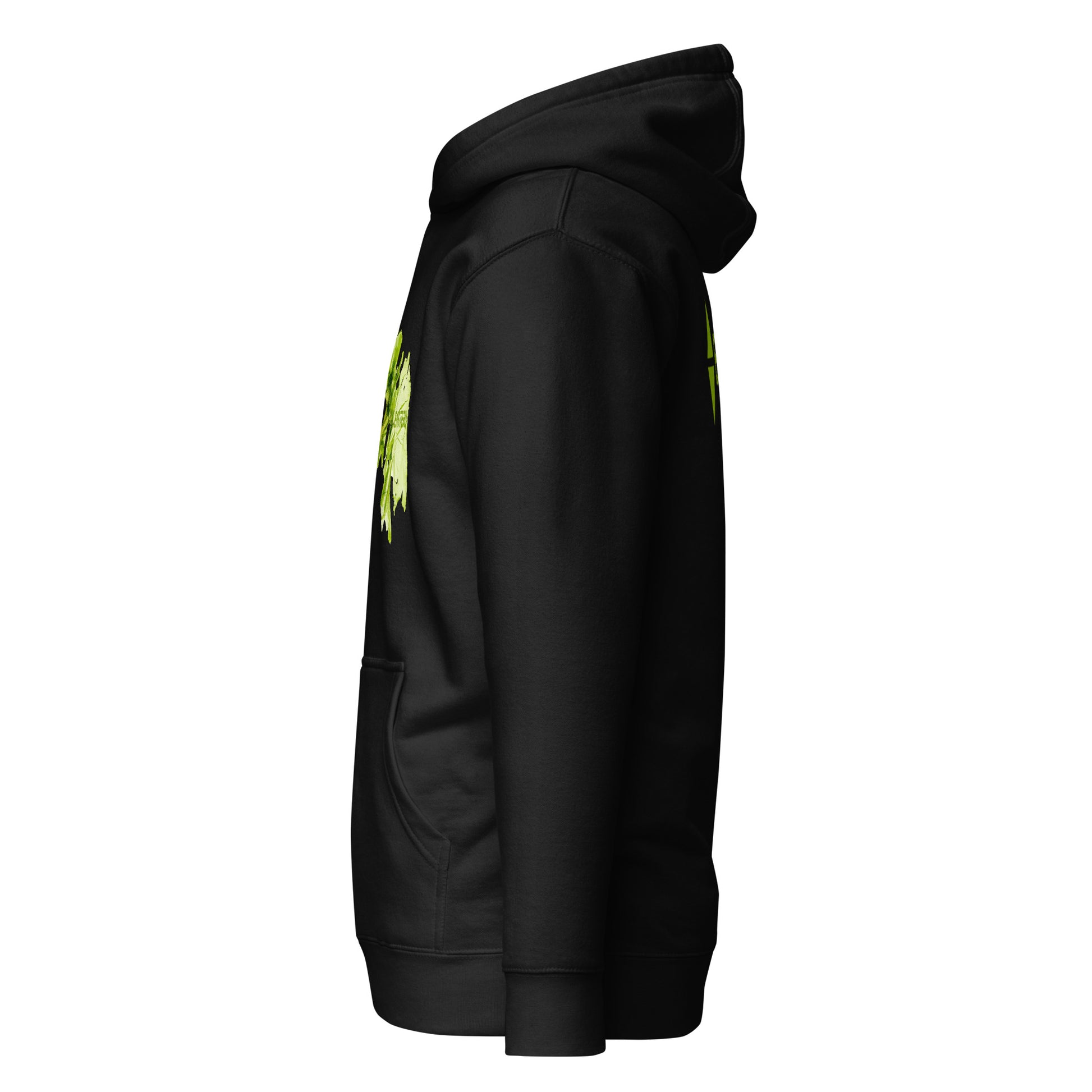 The Ulva Australis Hood — Unisex Hoodie, Left Front View, Black. Stewart Island New Zealand | EASTERLY
