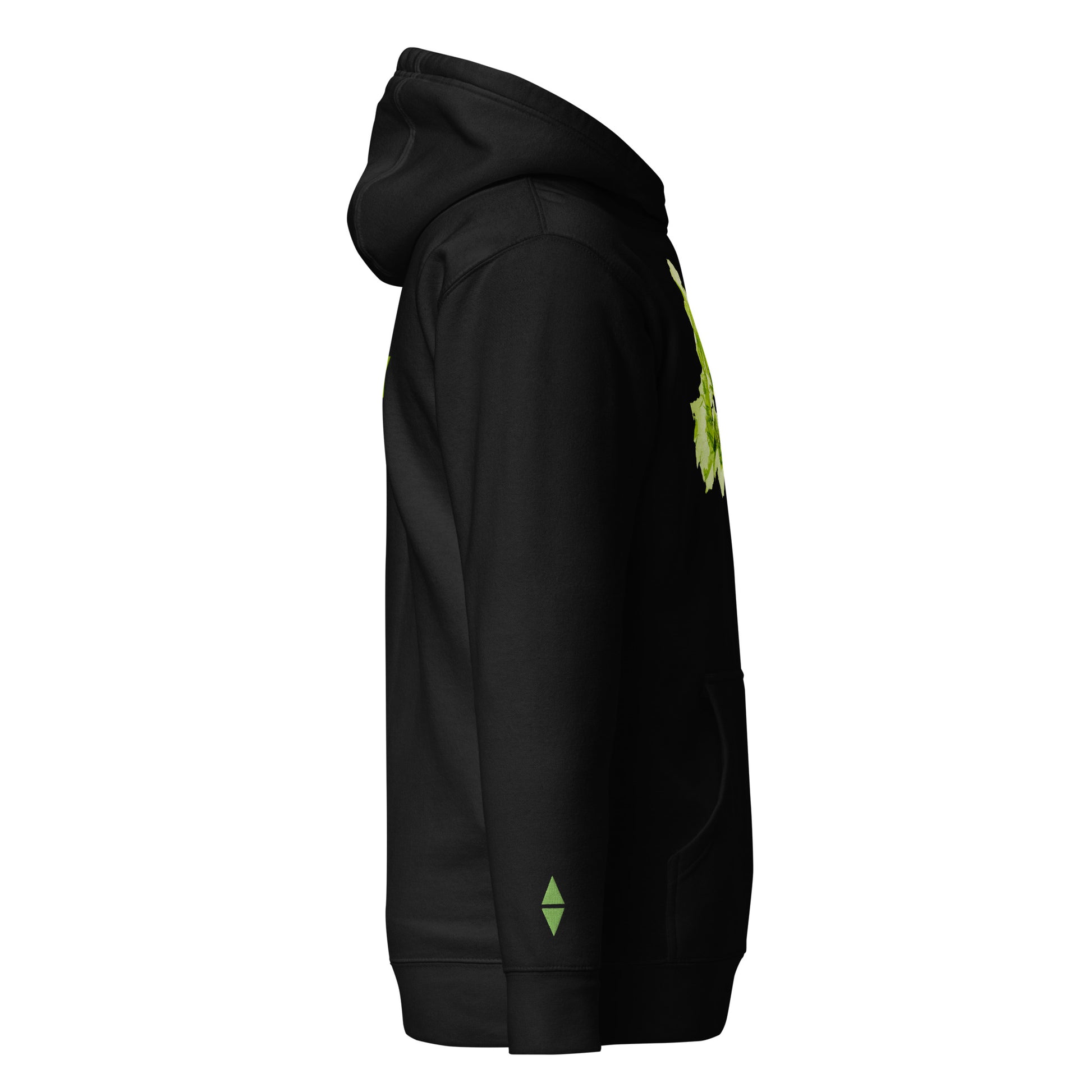 The Ulva Australis Hood — Unisex Hoodie, Detail View, Black. Stewart Island New Zealand | EASTERLY
