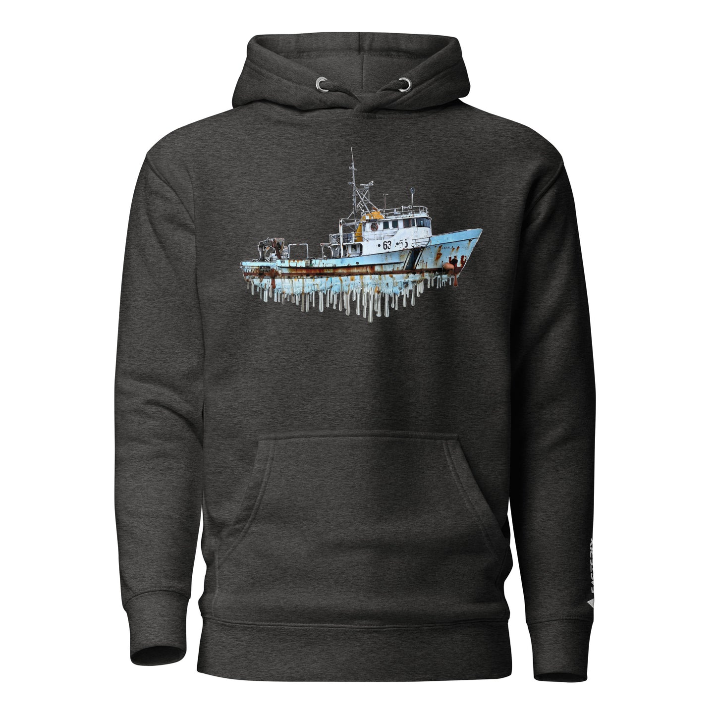 Dark Water — Unisex Hoodie, Front View, Charcoal Heather. Stewart Island New Zealand | EASTERLY
