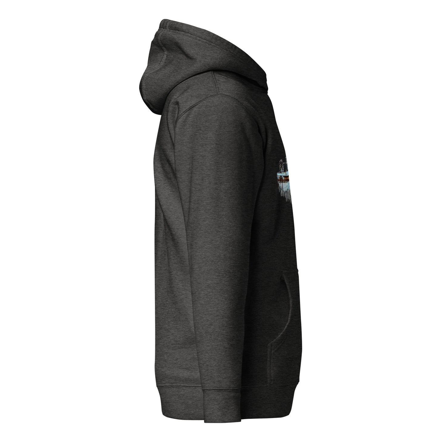 Dark Water — Unisex Hoodie, Right View, Charcoal Heather. Stewart Island New Zealand | EASTERLY
