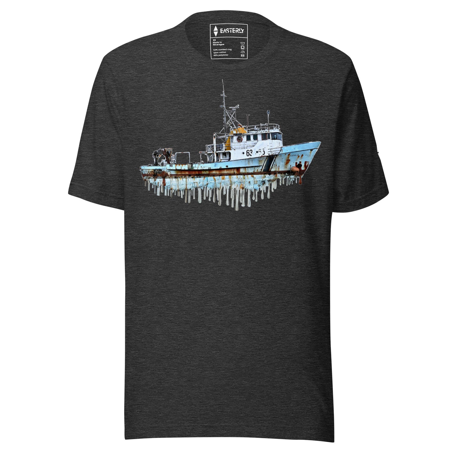 Dark Water — Unisex Tee, Front View, Dark Grey Heather. Stewart Island New Zealand | EASTERLY
