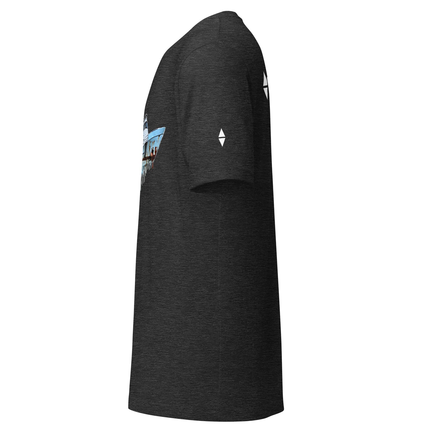 Dark Water — Unisex Tee, Left View, Dark Grey Heather. Stewart Island New Zealand | EASTERLY
