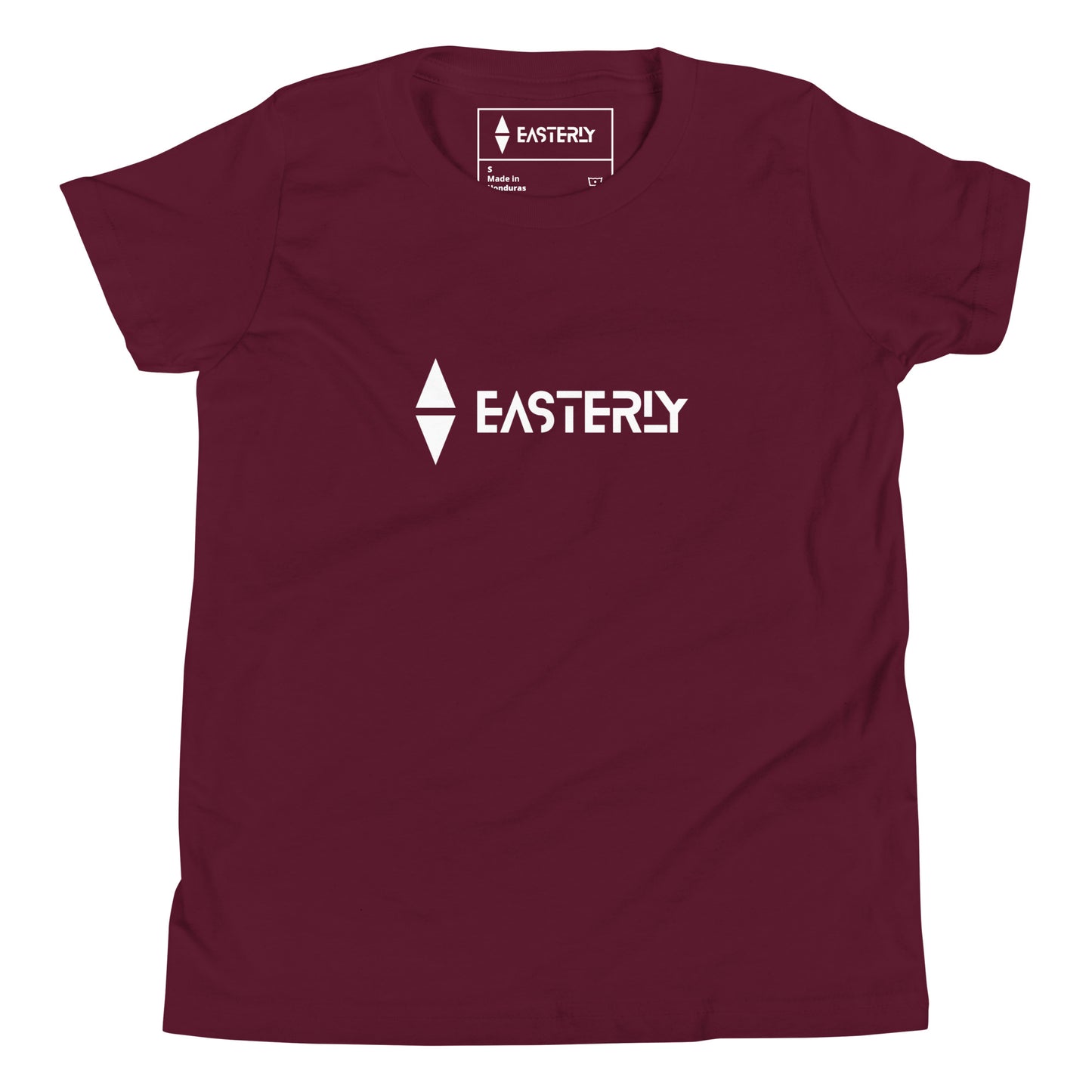 Due East — Youth Tee, Front View, Maroon. Stewart Island New Zealand | EASTERLY