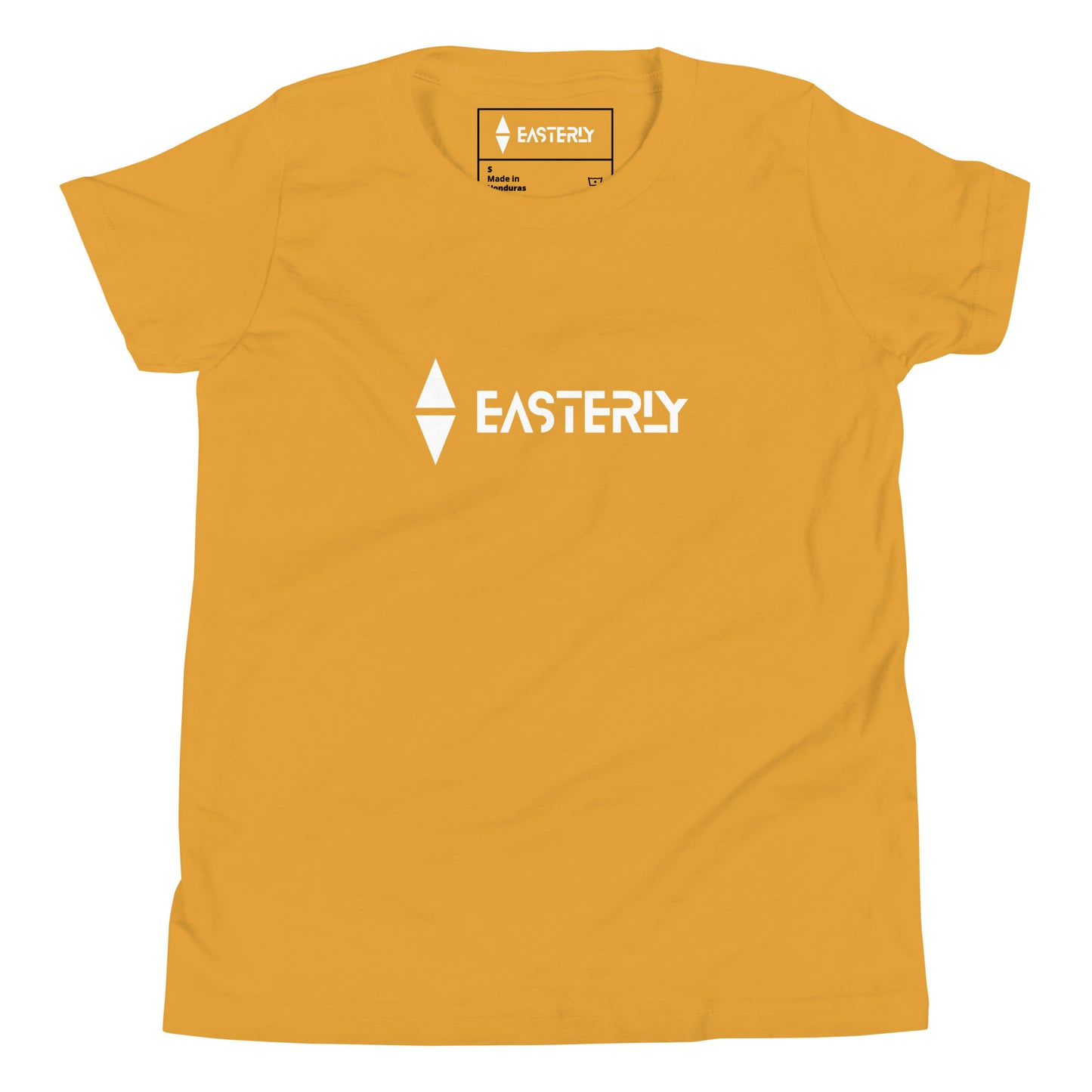 Due East — Youth Tee, Front View, Mustard. Stewart Island New Zealand | EASTERLY