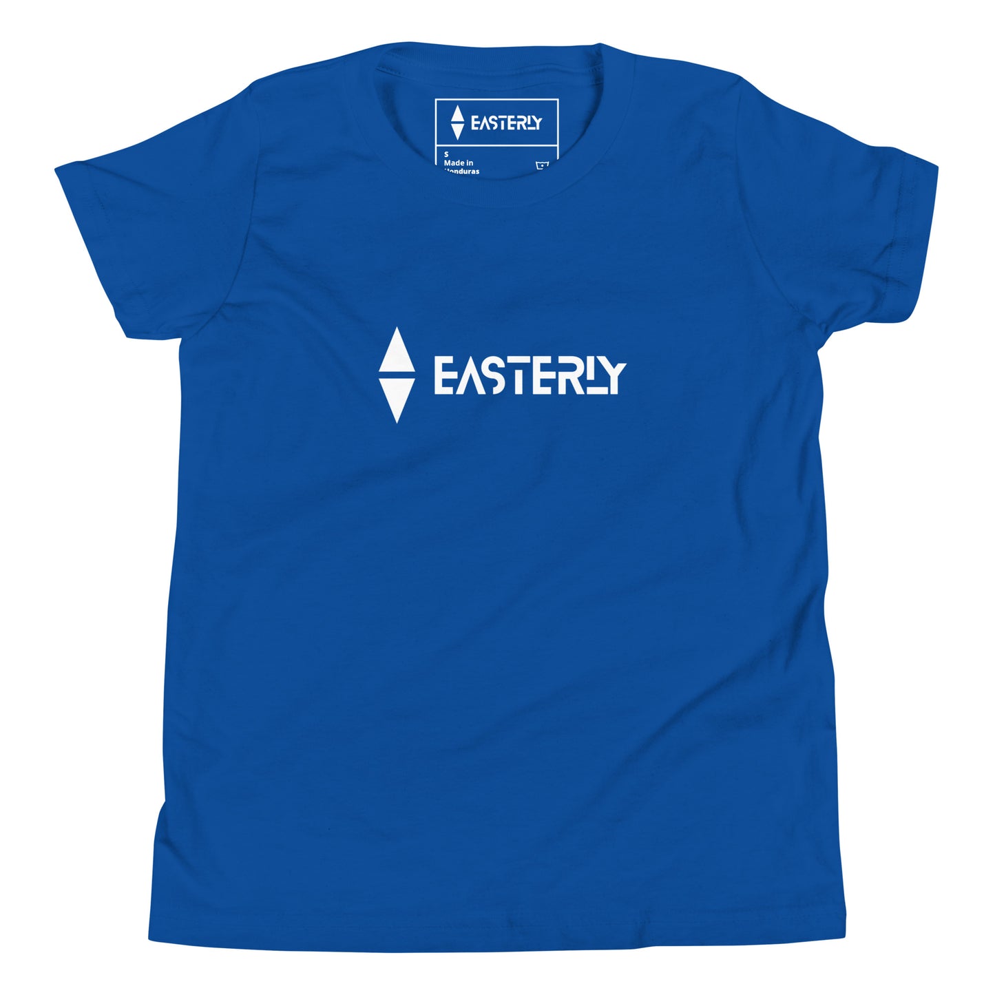 Due East — Youth Tee, Front View, True Royal. Stewart Island New Zealand | EASTERLY